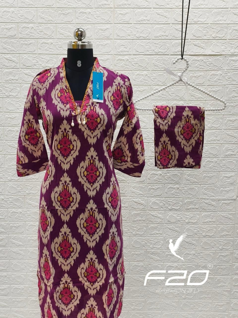 V neck Kurthi with Pant  ALN80