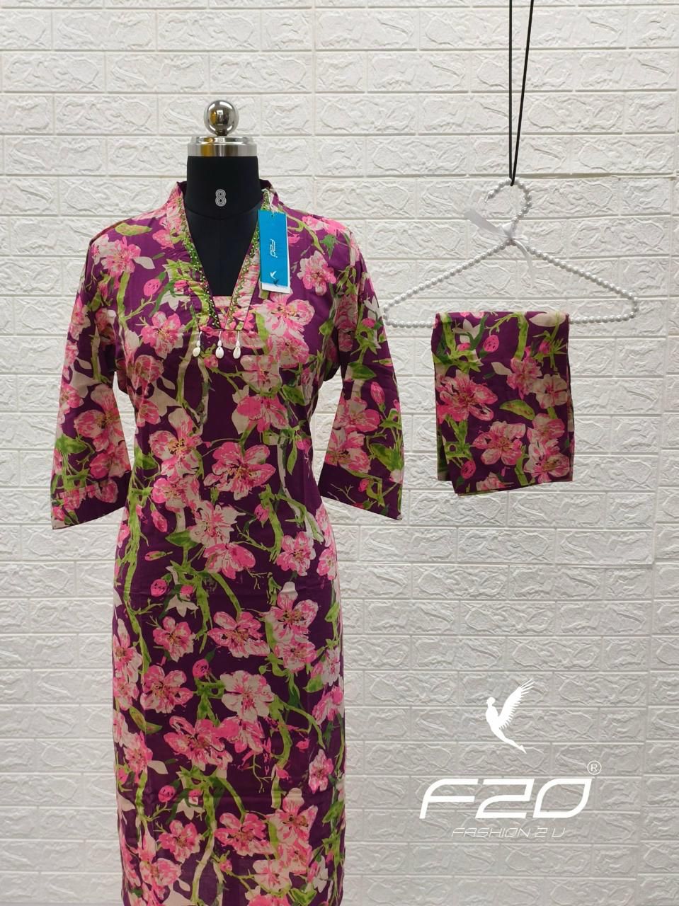 V neck Kurthi with Pant  ALN79