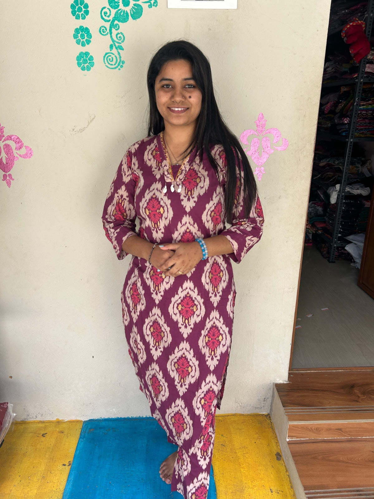 V neck Kurthi with Pant  ALN80