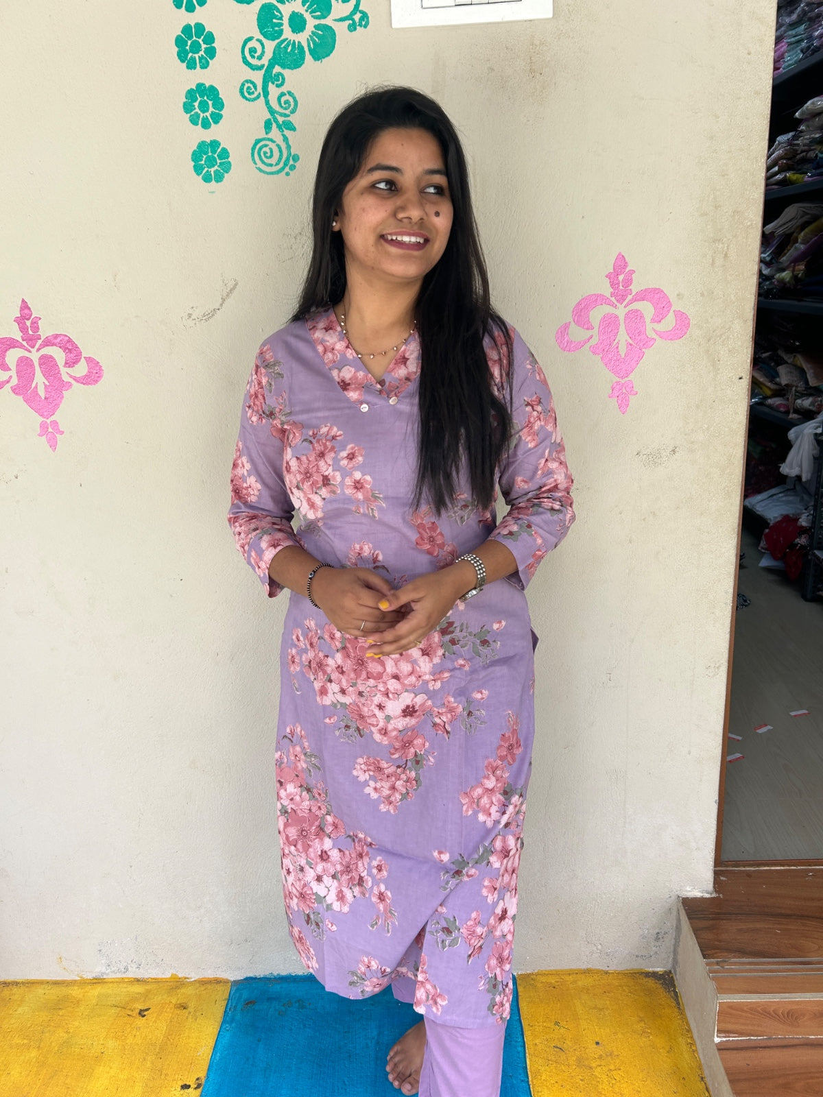 V neck Kurthi with Pant  ALN82