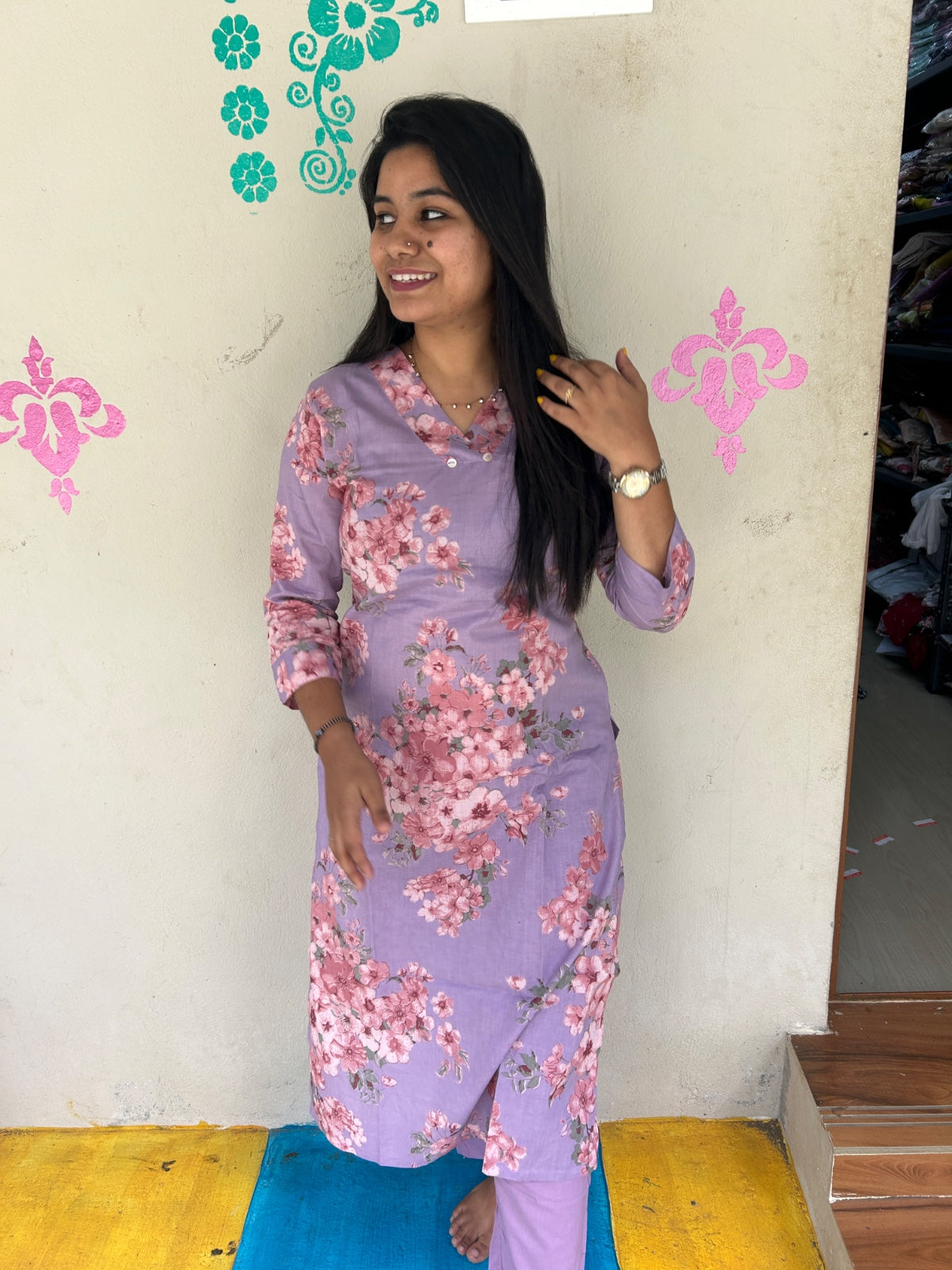 V neck Kurthi with Pant  ALN82