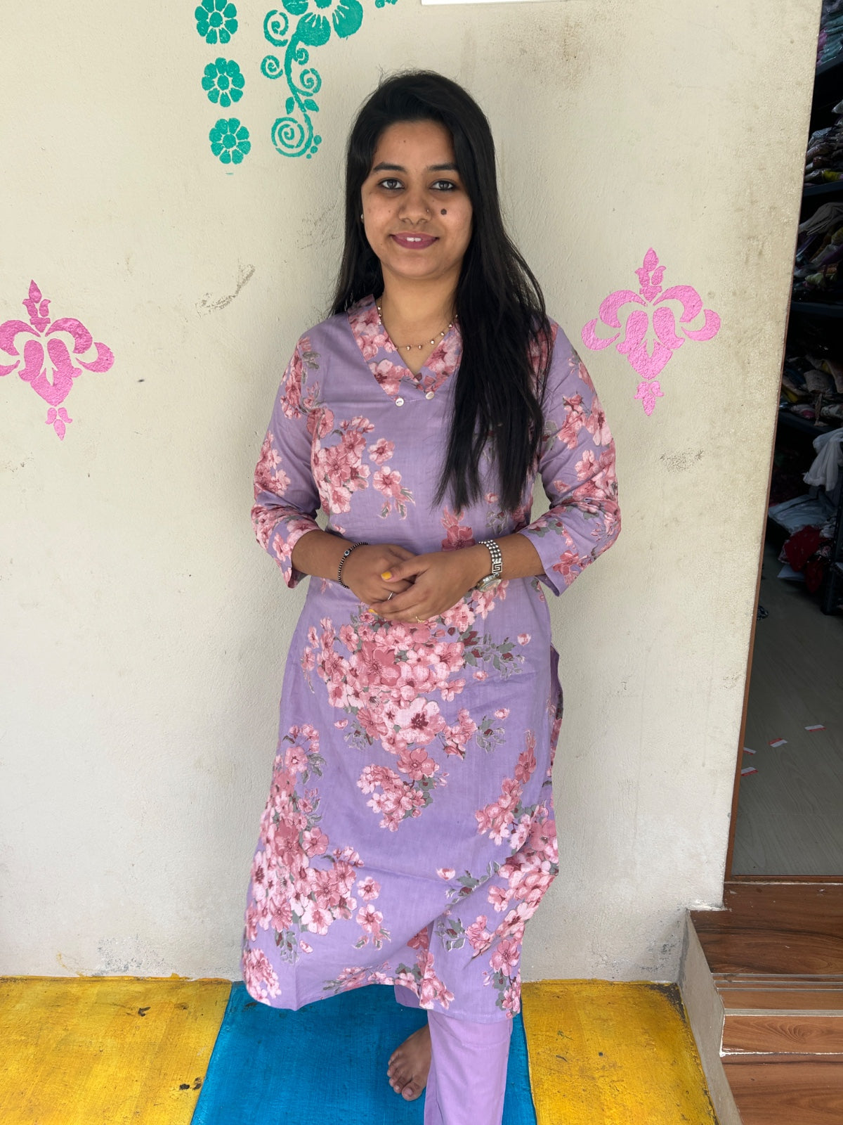 V neck Kurthi with Pant  ALN82