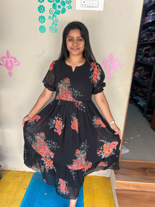 Georgette Floral Frock GFF21