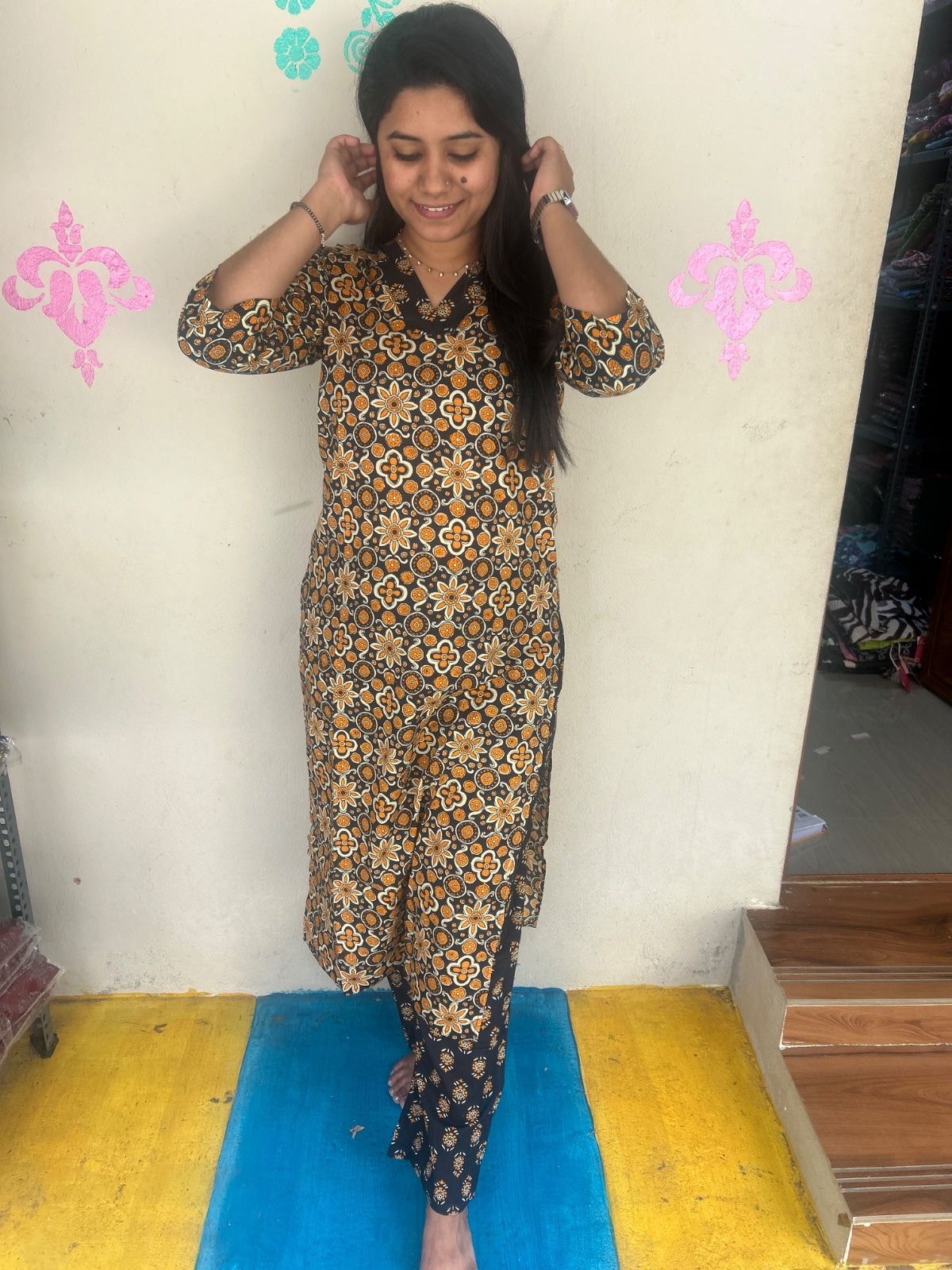 V neck Kurthi with Pant  ALN95