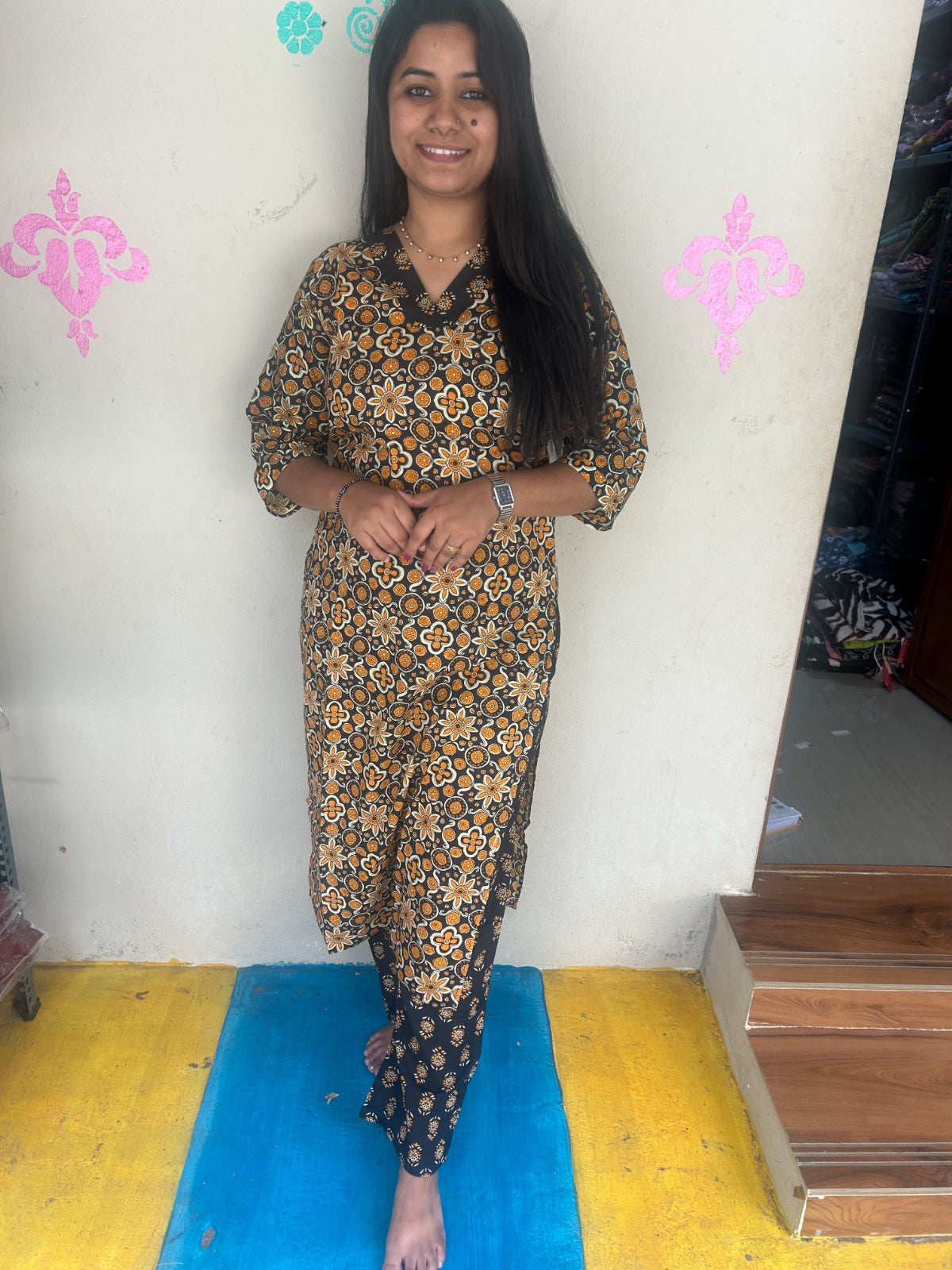 V neck Kurthi with Pant  ALN95