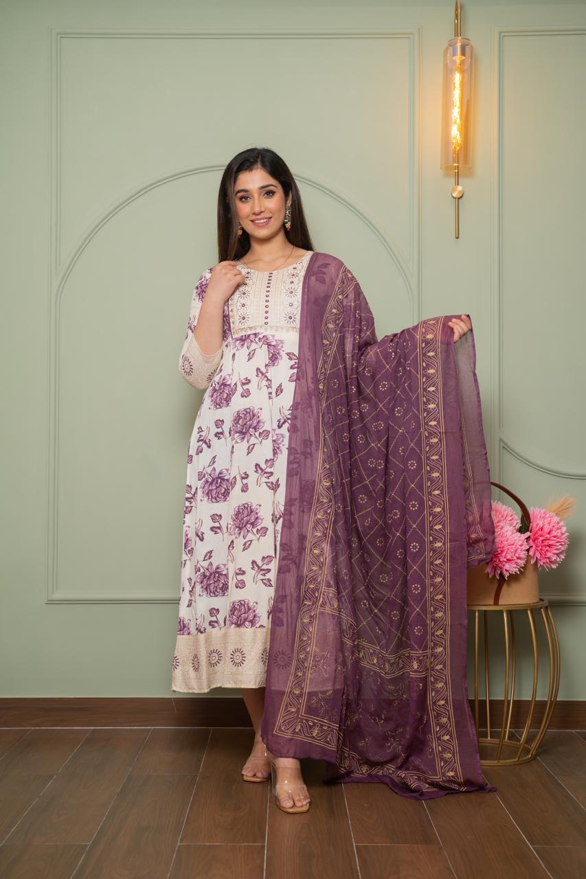 Cotton Floral Anarkali - AS20