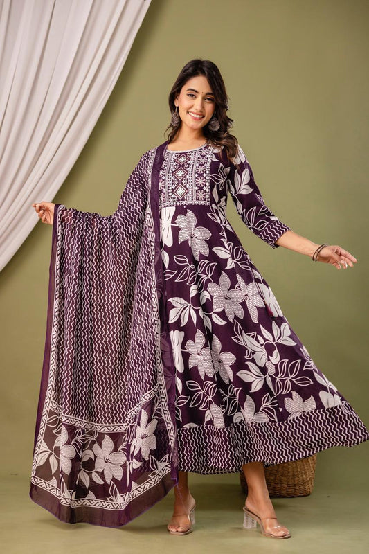Cotton Floral Anarkali - AS13