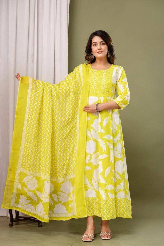 Cotton Floral Anarkali - AS30