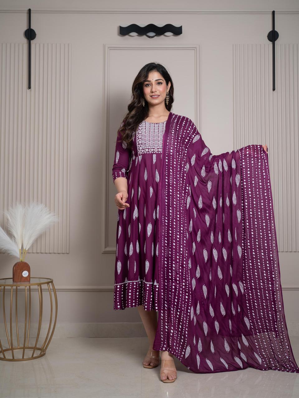 Cotton Floral Anarkali - AS24