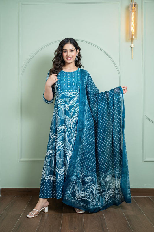 Cotton Floral Anarkali - AS22