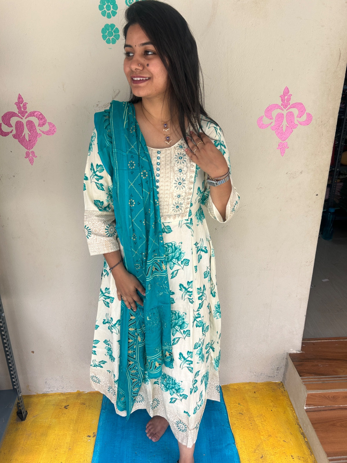 Cotton Floral Anarkali - AS12