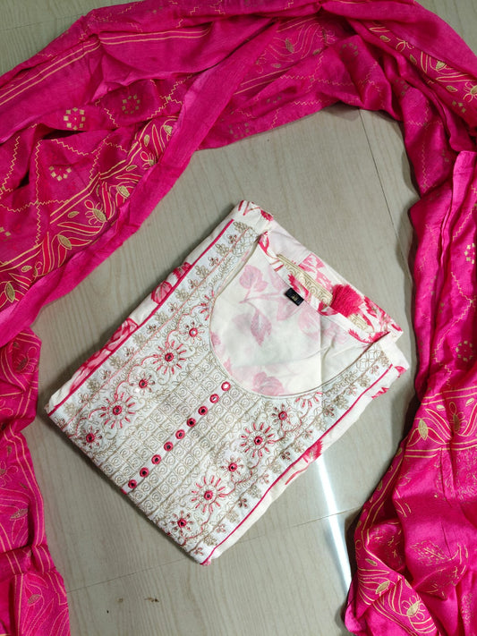 Cotton Floral Anarkali - AS11