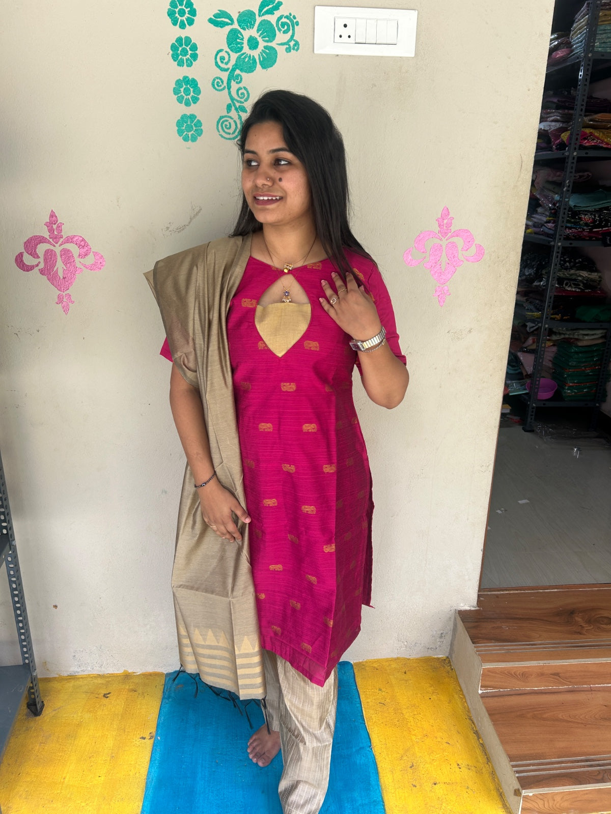 Raw Silk Kurti with Phant - CSK58