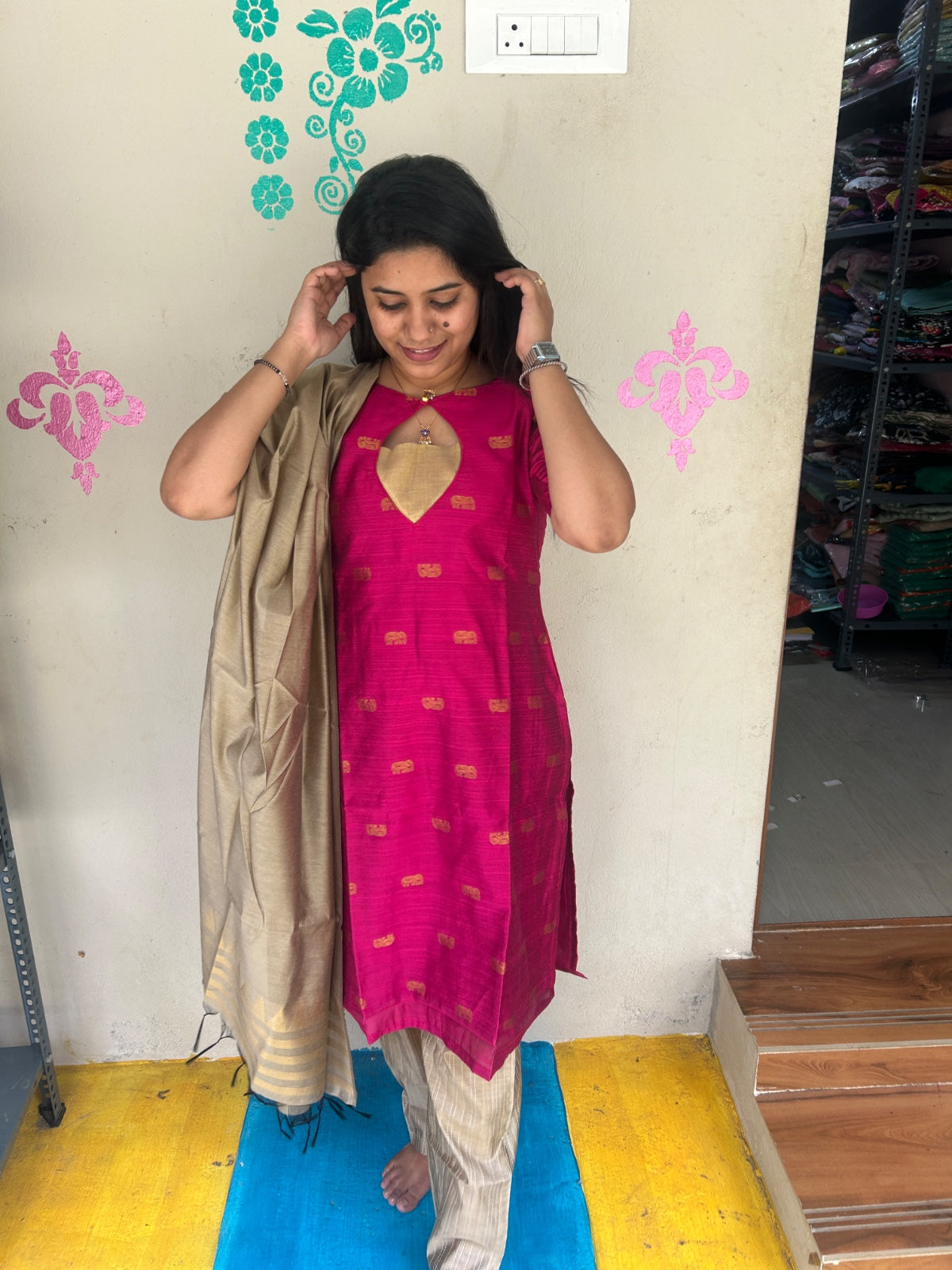 Raw Silk Kurti with Phant - CSK58