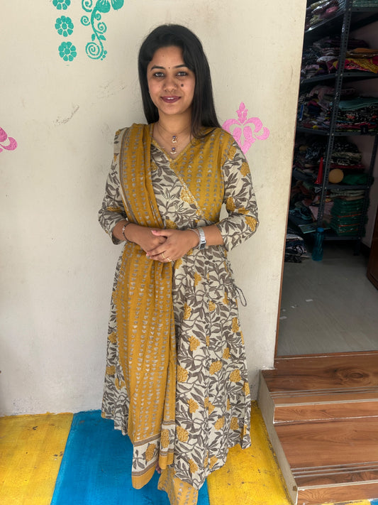 Cotton Floral Anarkali - CA53 - Pre booking for 25 days and delivery will be after diwali