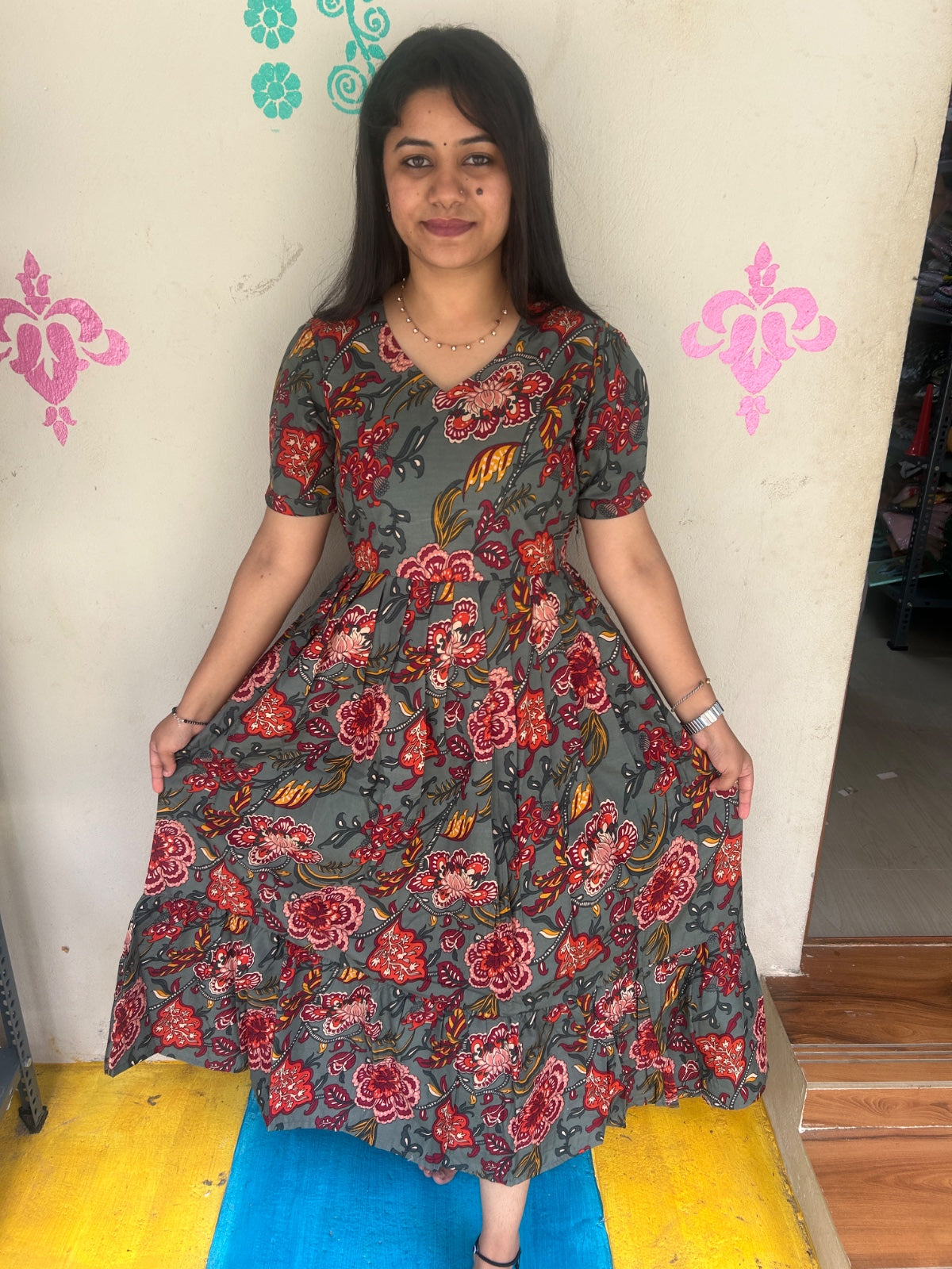 Cotton Floral Frock - CFF118