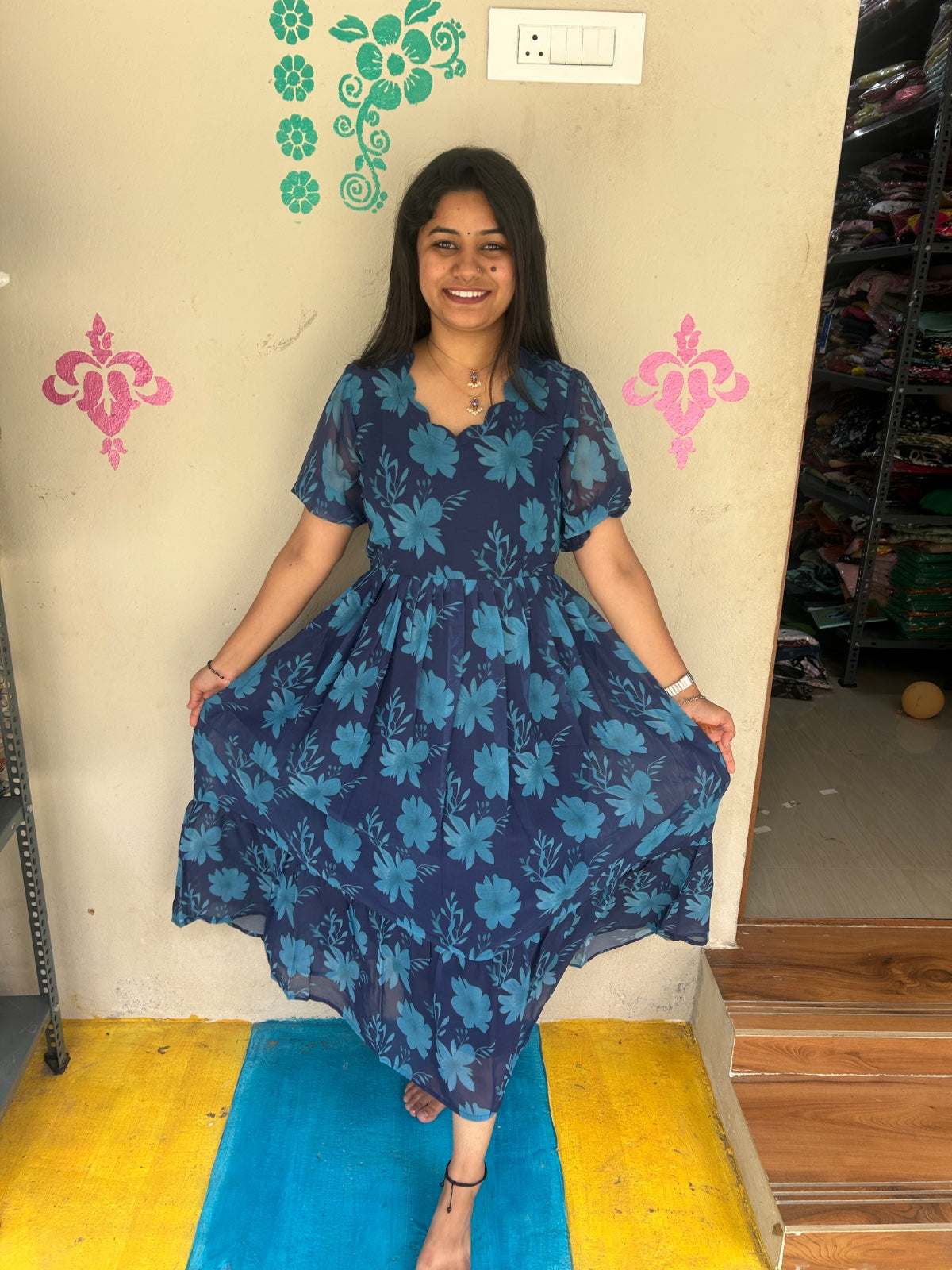 Georgette Floral Frock GFF09