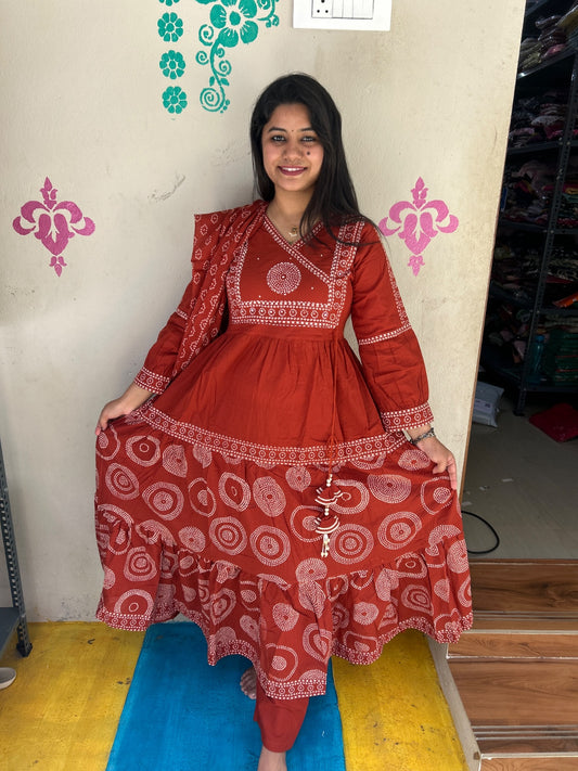 Cotton Floral Anarkali - CA55