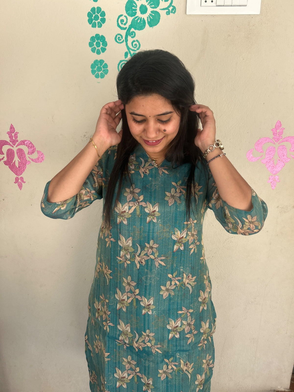 Floral Tissue Kurti - FTK43