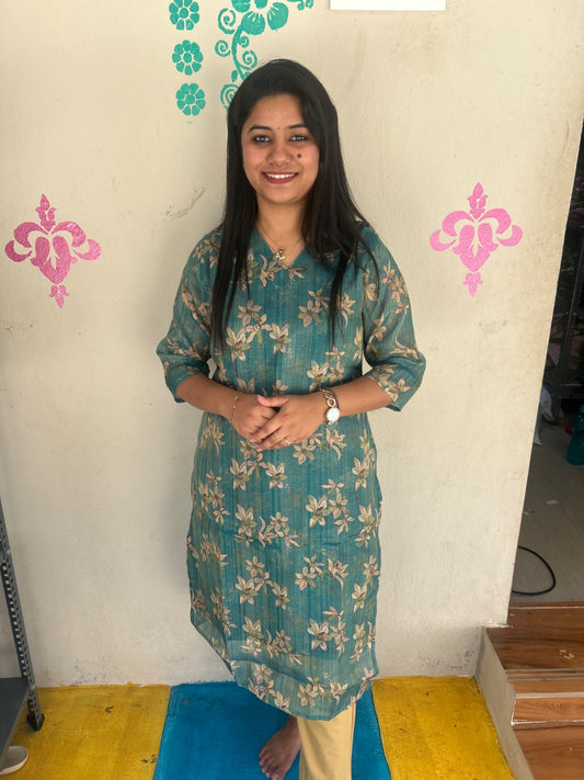 Floral Tissue Kurti - FTK43