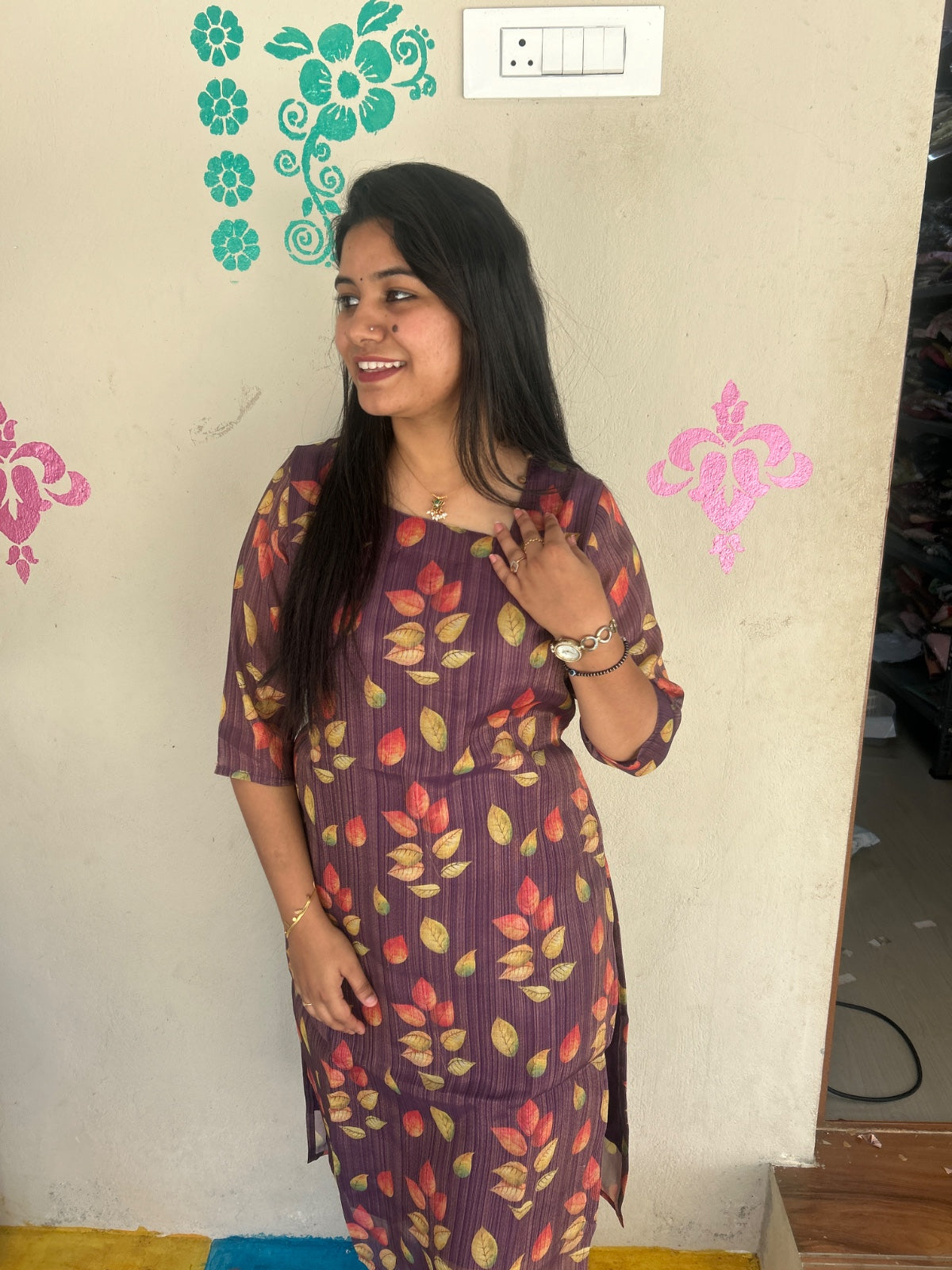 Floral Tissue Kurti - FTK42