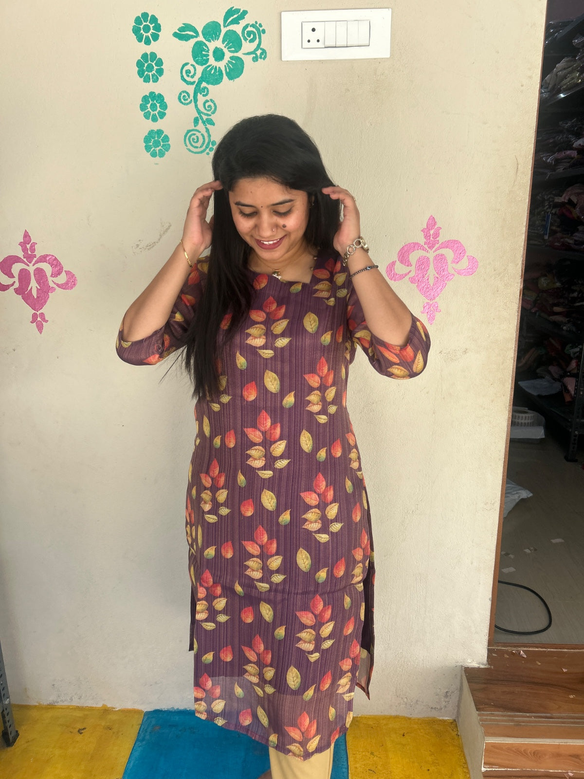 Floral Tissue Kurti - FTK42