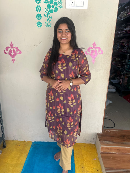 Floral Tissue Kurti - FTK42