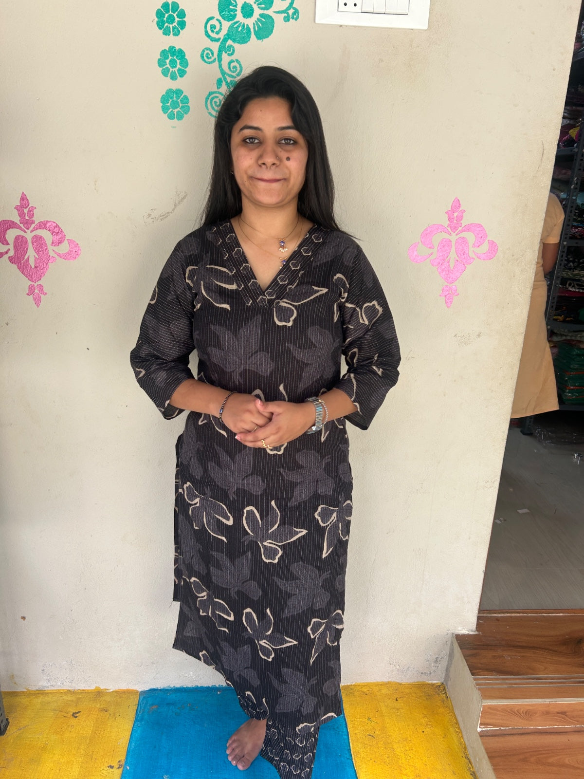 V neck Kurthi with Pant  ALN105