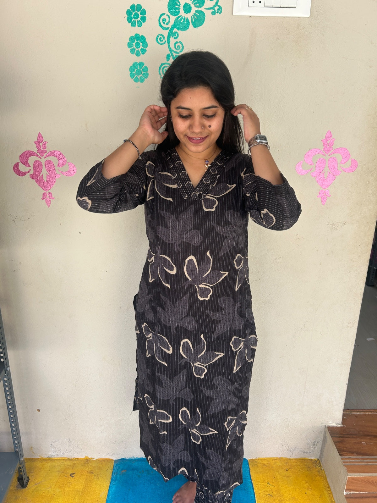 V neck Kurthi with Pant  ALN105