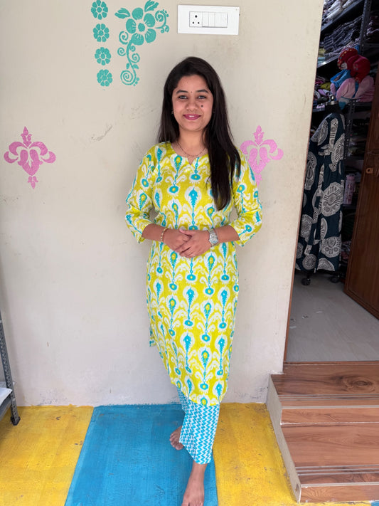 Jaipur Cotton Kurti with Pant - JCK30 (Check Our Size Chart Before Placing the Order)