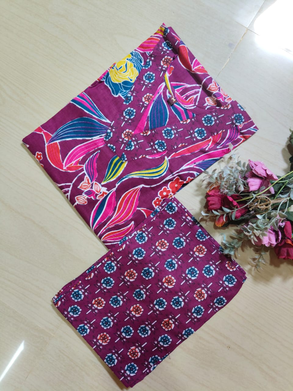 V neck Kurthi with Pant  ALN15
