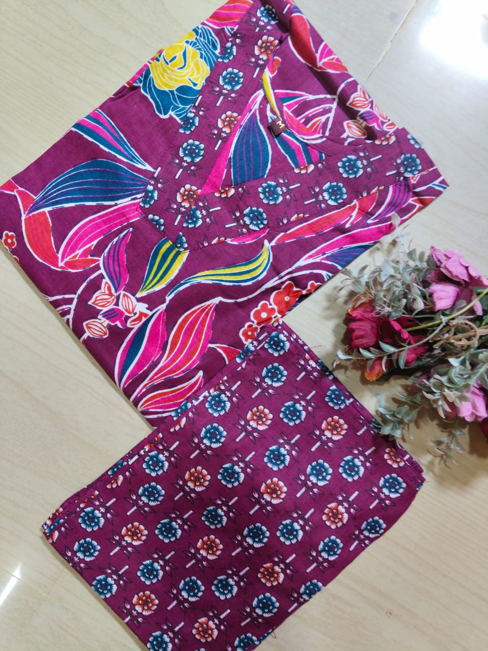 V neck Kurthi with Pant  ALN15