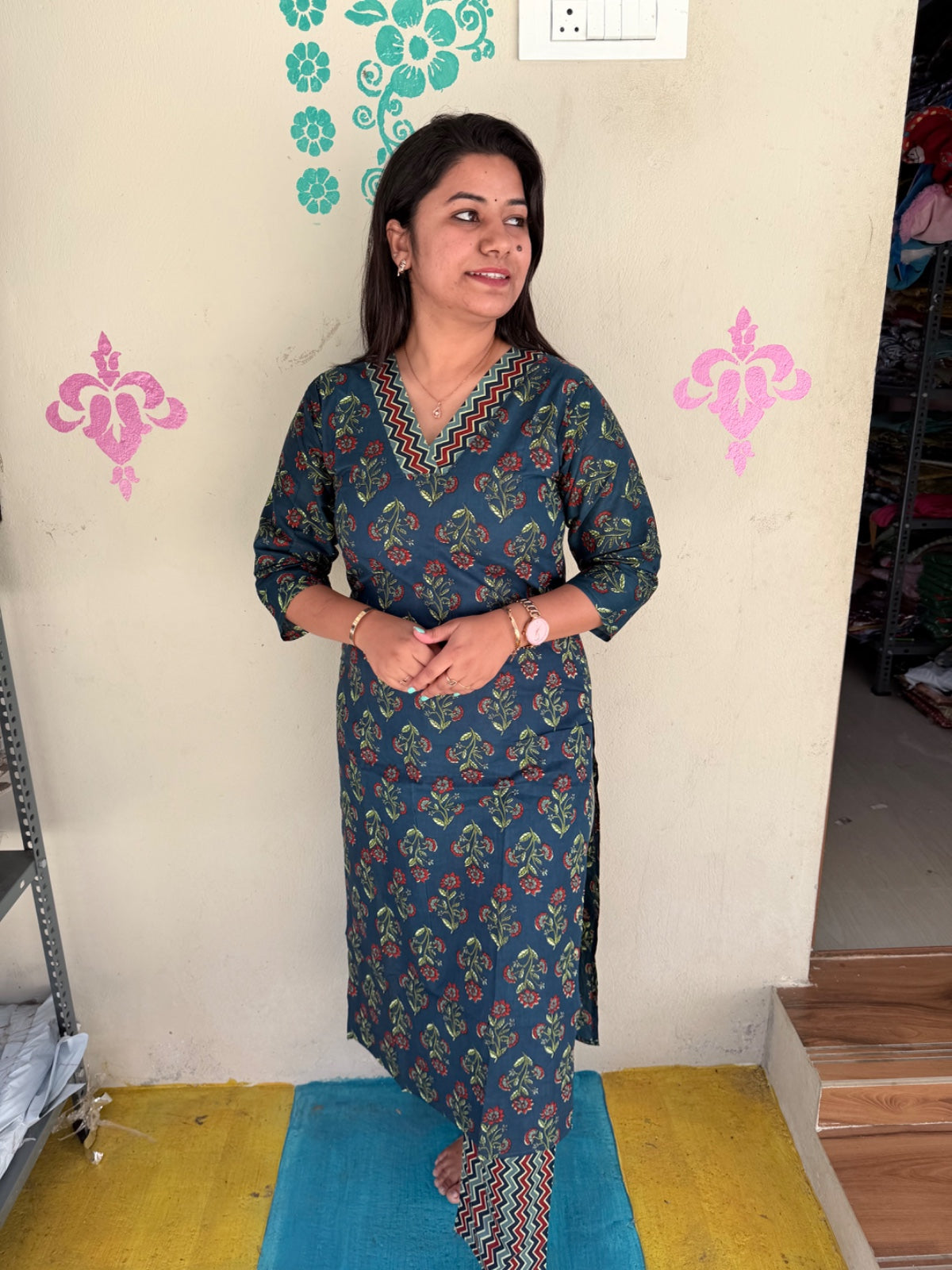 V neck Kurthi with Pant  ALN19