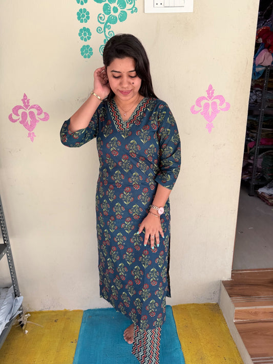 V neck Kurthi with Pant  ALN19