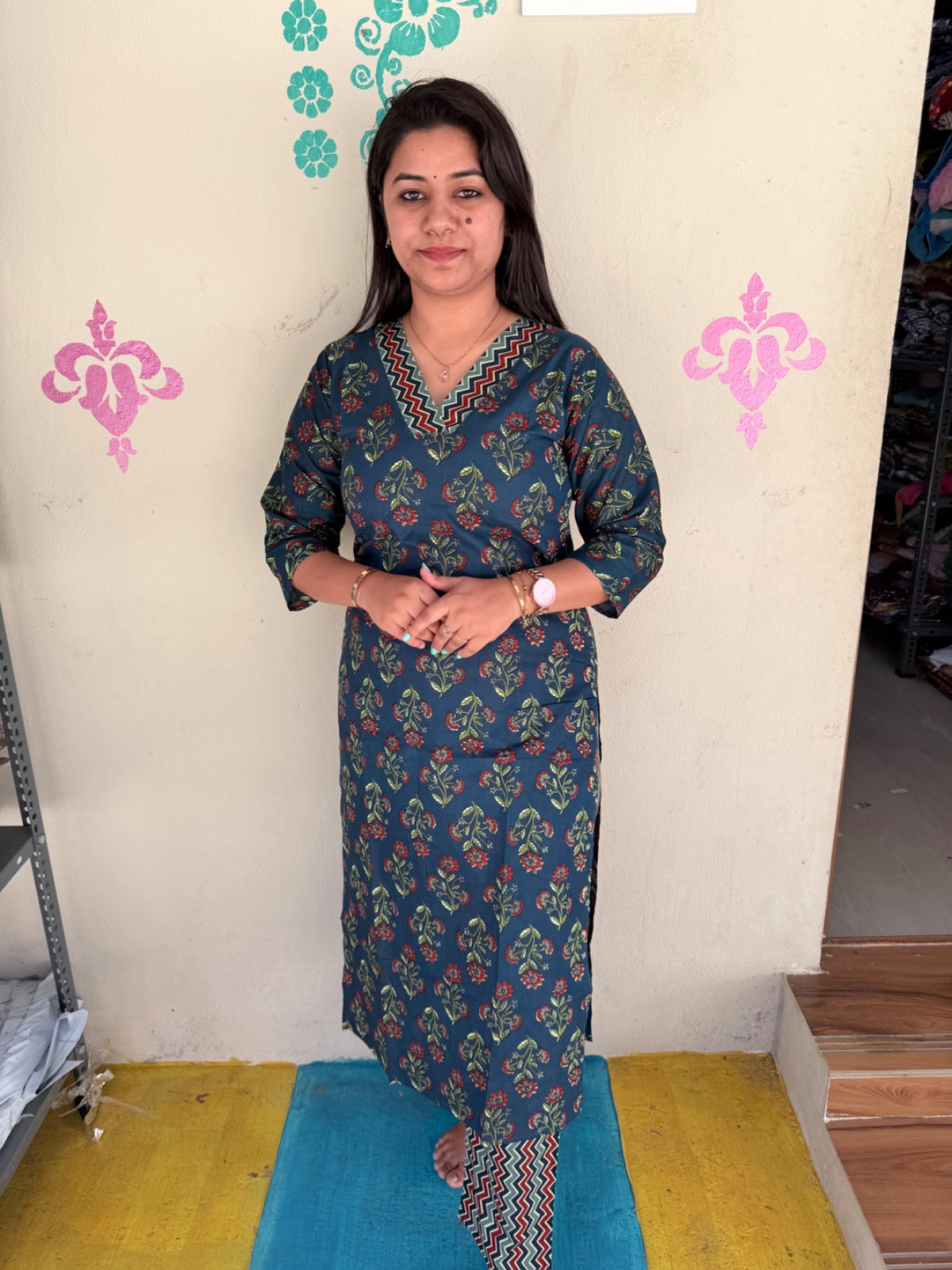 V neck Kurthi with Pant  ALN19