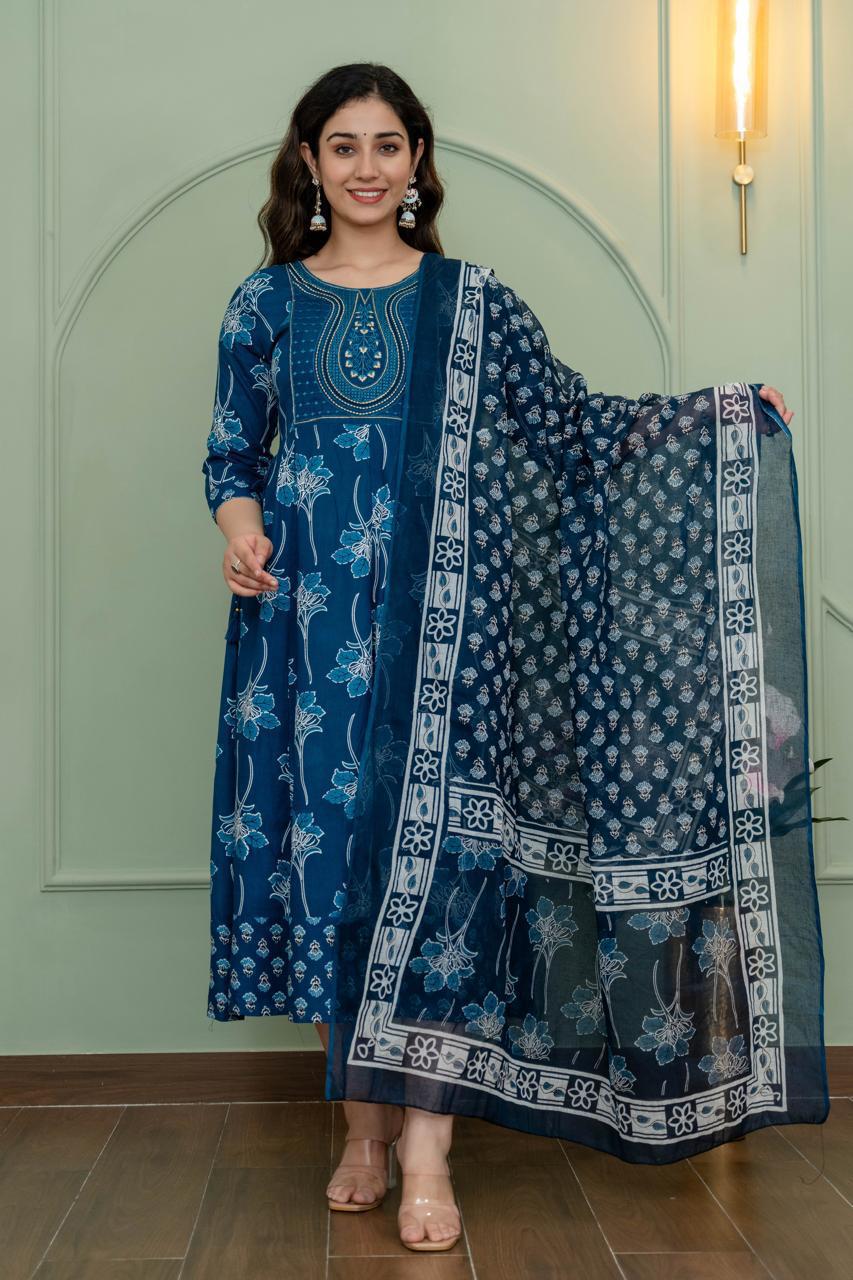 Cotton Floral Anarkali - AS27