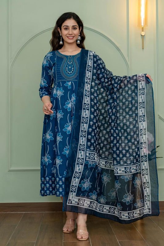 Cotton Floral Anarkali - AS27