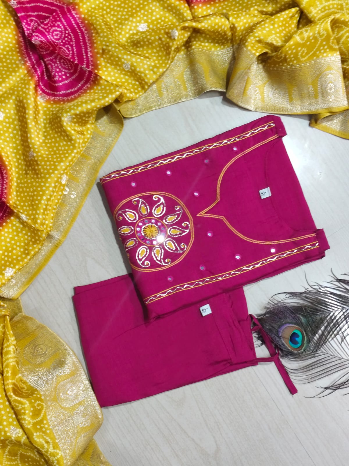 CHANDHERI SILK KURTHI SET - EW10