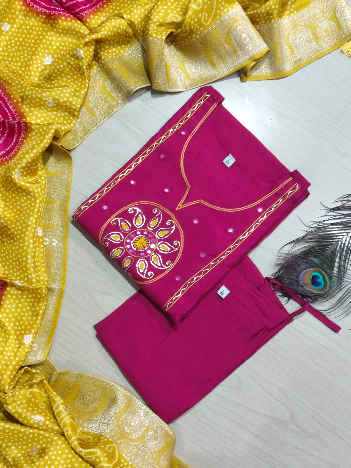 CHANDHERI SILK KURTHI SET - EW10