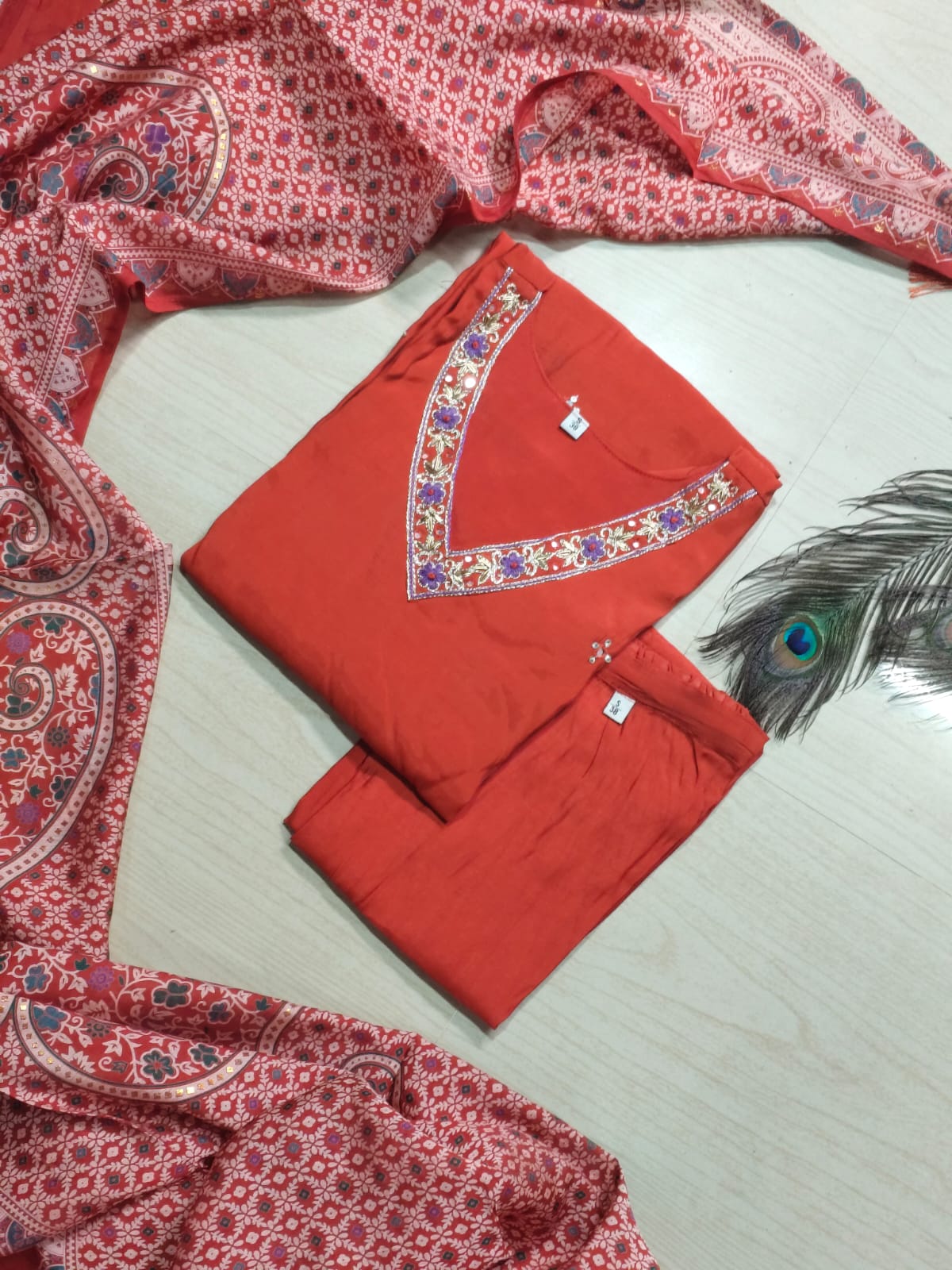CHANDHERI SILK KURTHI SET - EW12