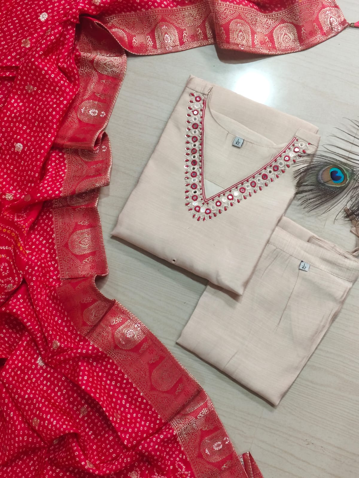 CHANDHERI SILK KURTHI SET - CSK91