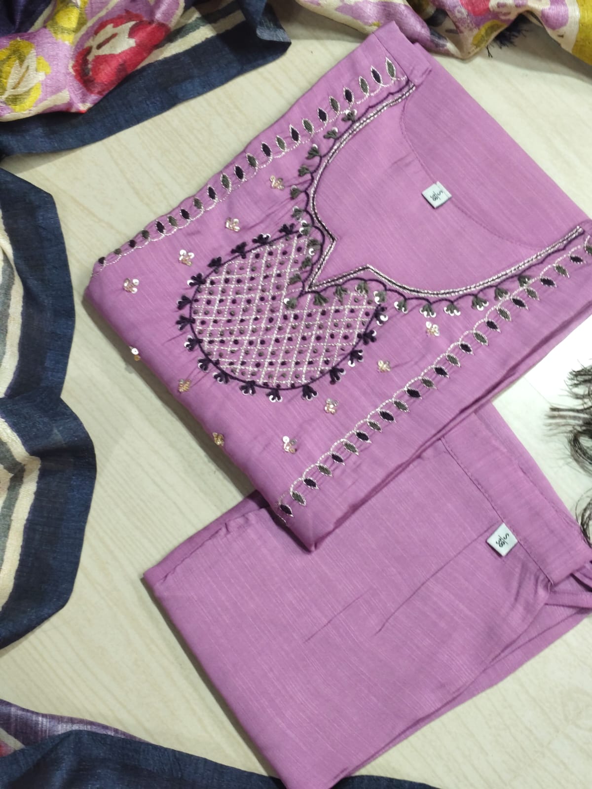 CHANDHERI SILK KURTHI SET - EW13