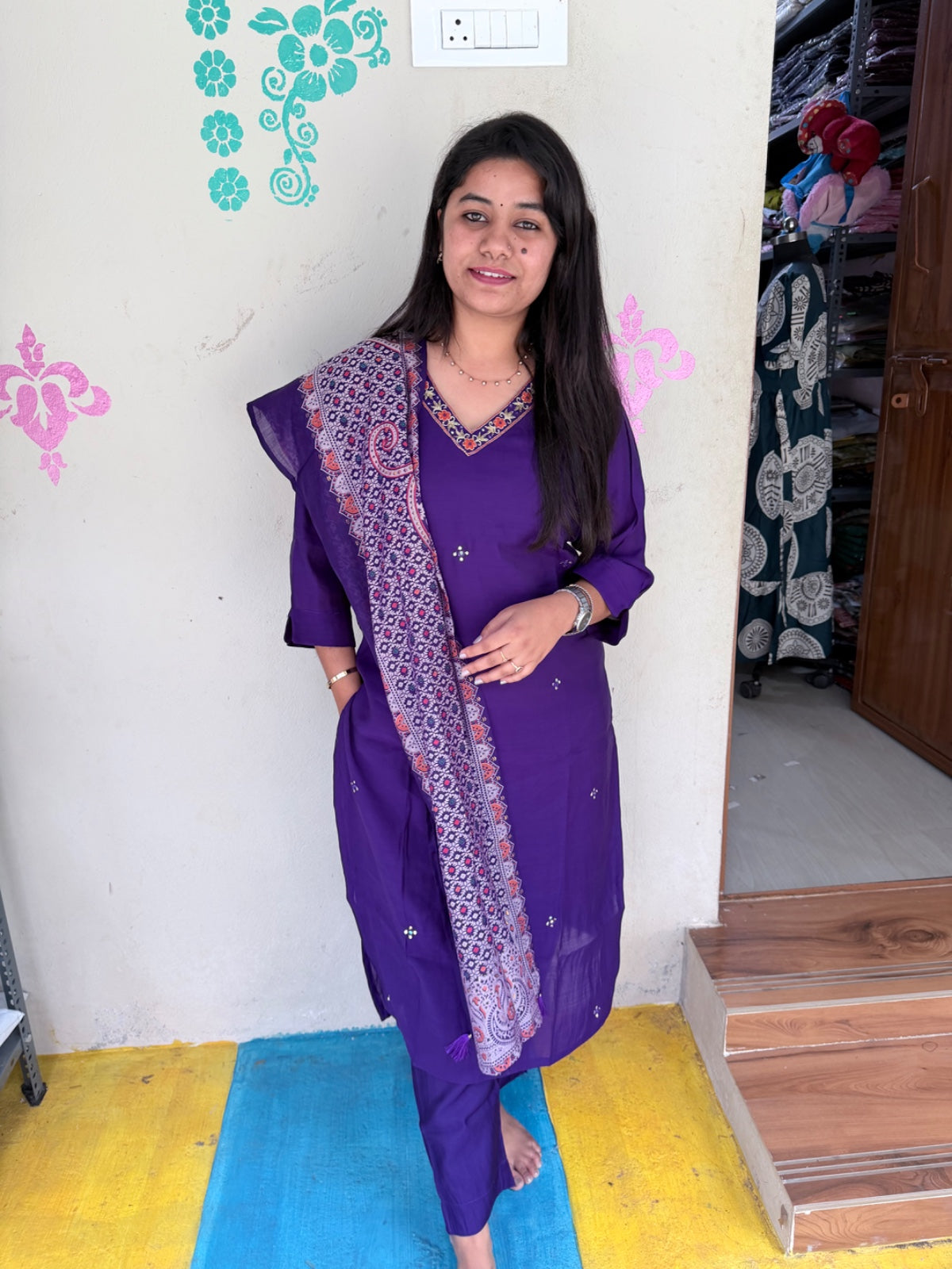 CHANDHERI SILK KURTHI SET - EW11