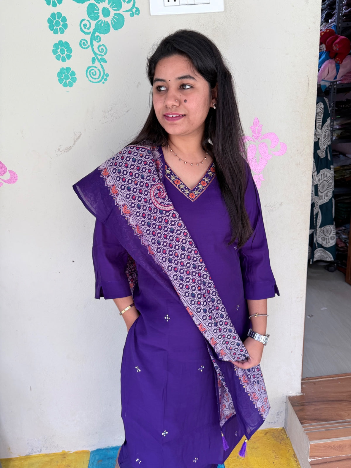 CHANDHERI SILK KURTHI SET - EW11