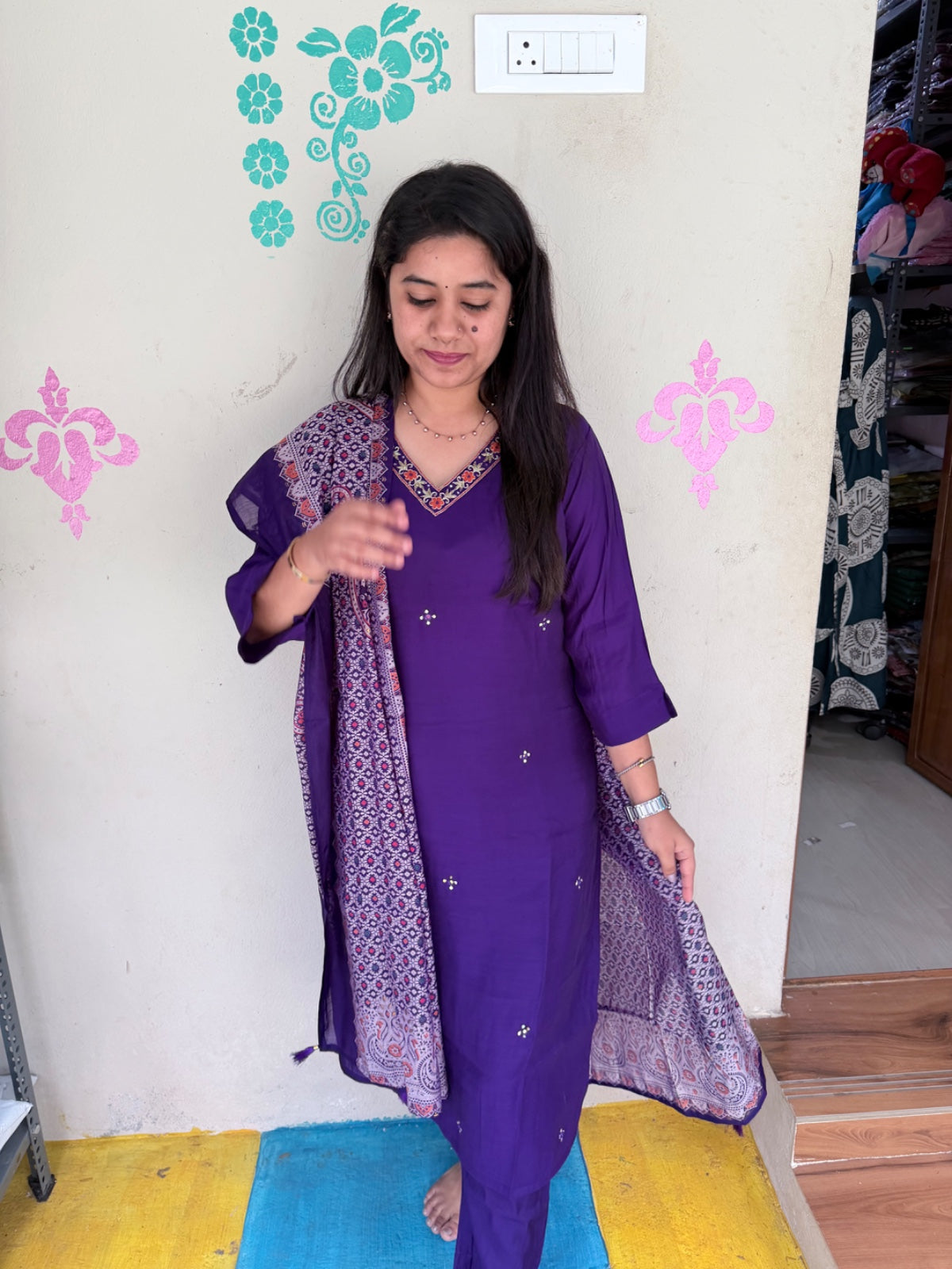 CHANDHERI SILK KURTHI SET - EW11