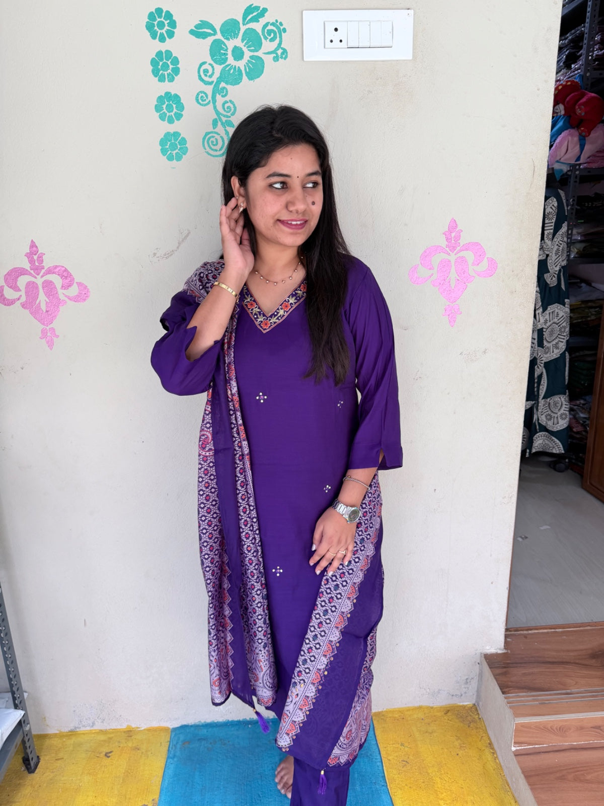 CHANDHERI SILK KURTHI SET - EW11