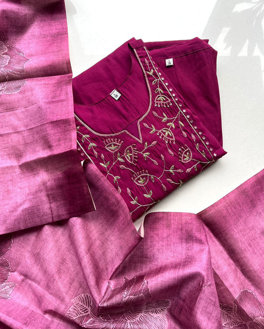 CHANDHERI SILK KURTHI SET - EW09