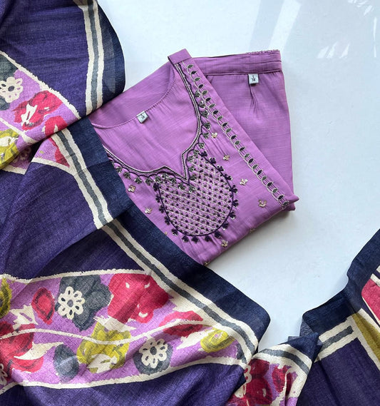 CHANDHERI SILK KURTHI SET - EW13