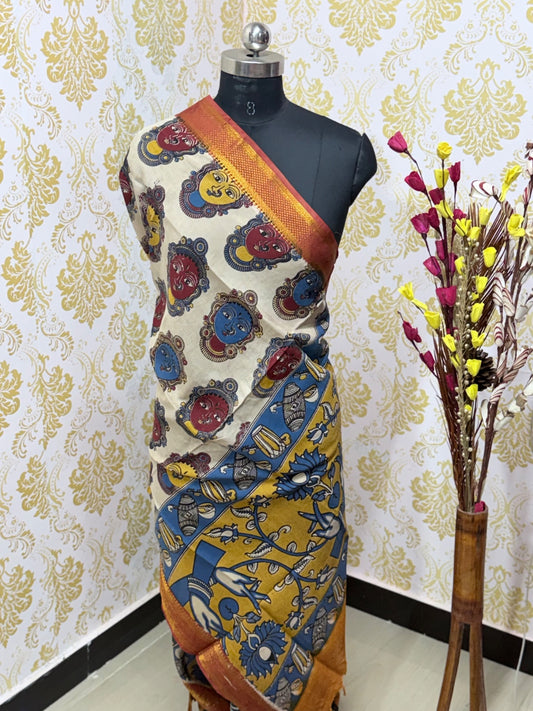 Kalamkari Zari Border Duppata KZD14