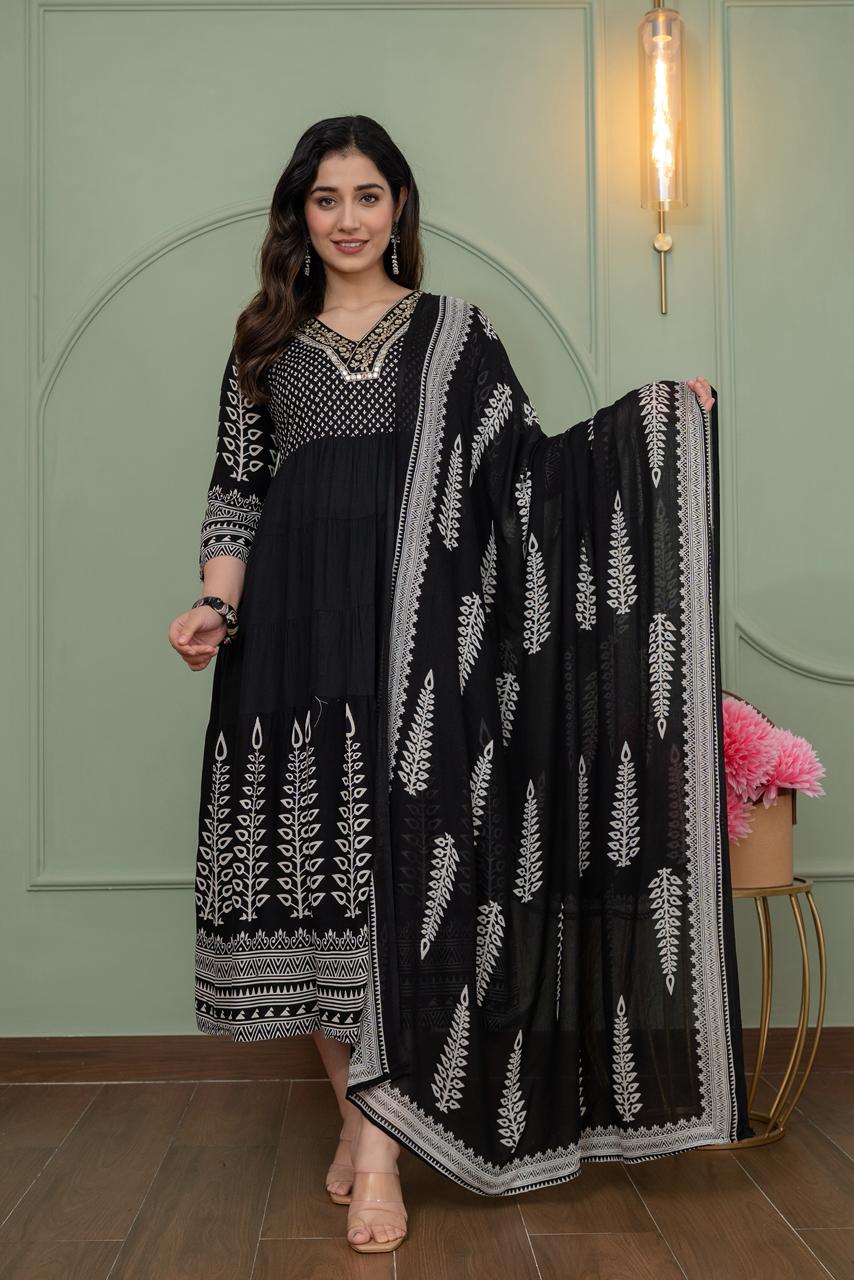 Cotton Floral Anarkali - AS17